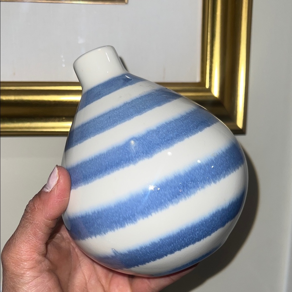 Threshold Striped Blue and White Ceramic Bud Vase